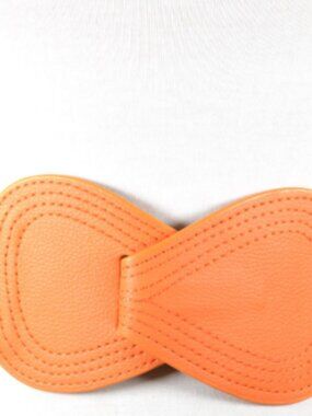 Orange Faux Leather and Elastic Retro Stretch Belt – Plus Sized